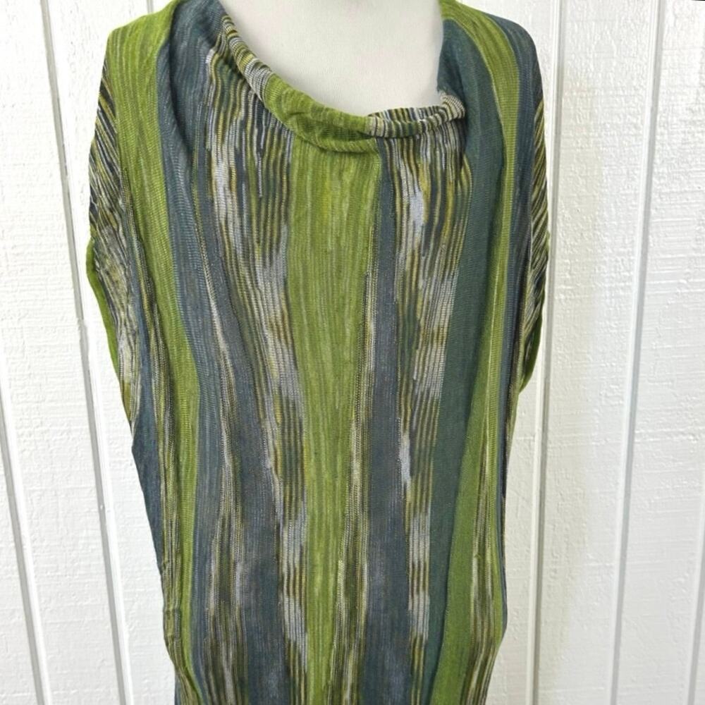 Jones New York Collection XL Green Blue Striped Knit Tunic Top Dolman Artsy - Picture 5 of 8